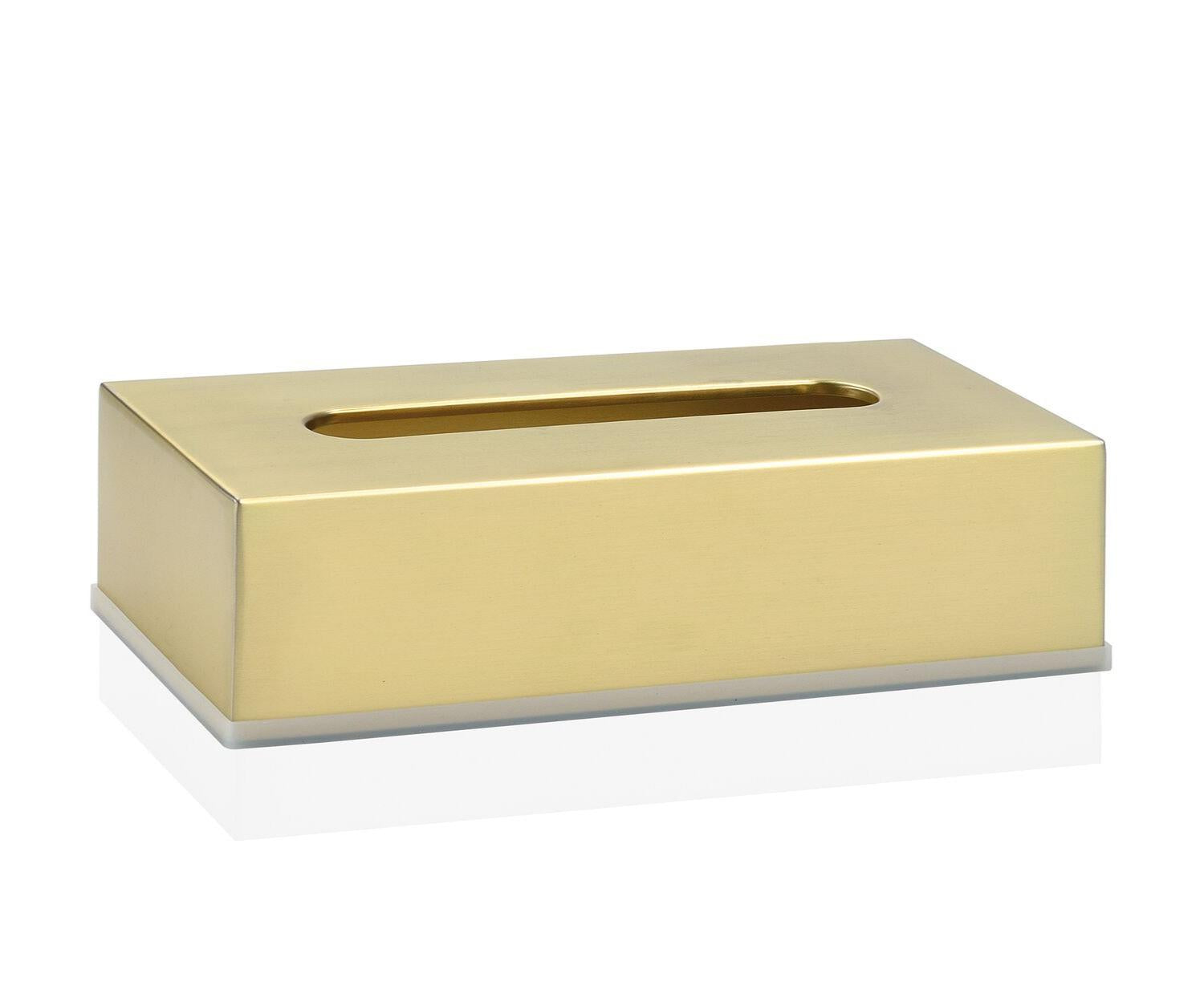 Caja para pañuelos de acero inoxidable dorada
