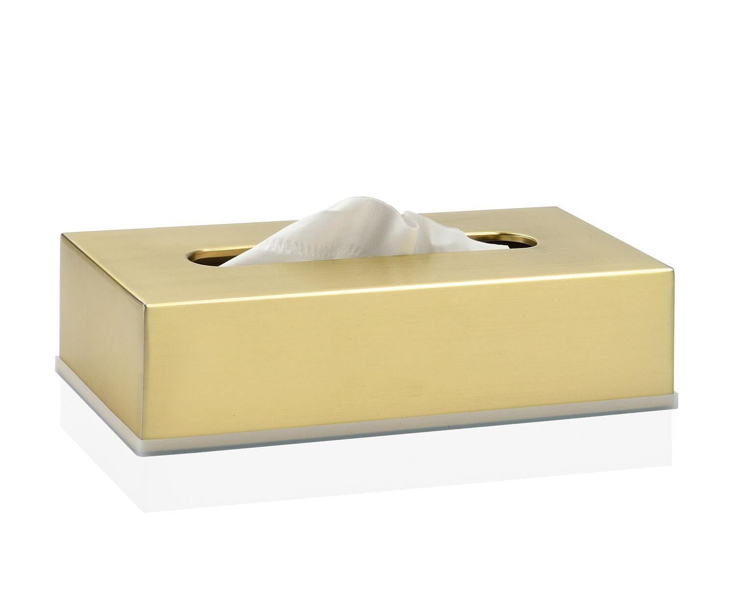 Caja para pañuelos de acero inoxidable dorada