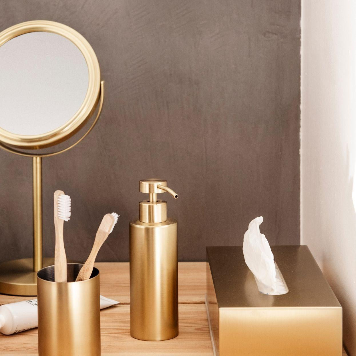 Dispensador de baño de acero inoxidable dorado