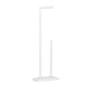 White metal toilet roll holder with brush