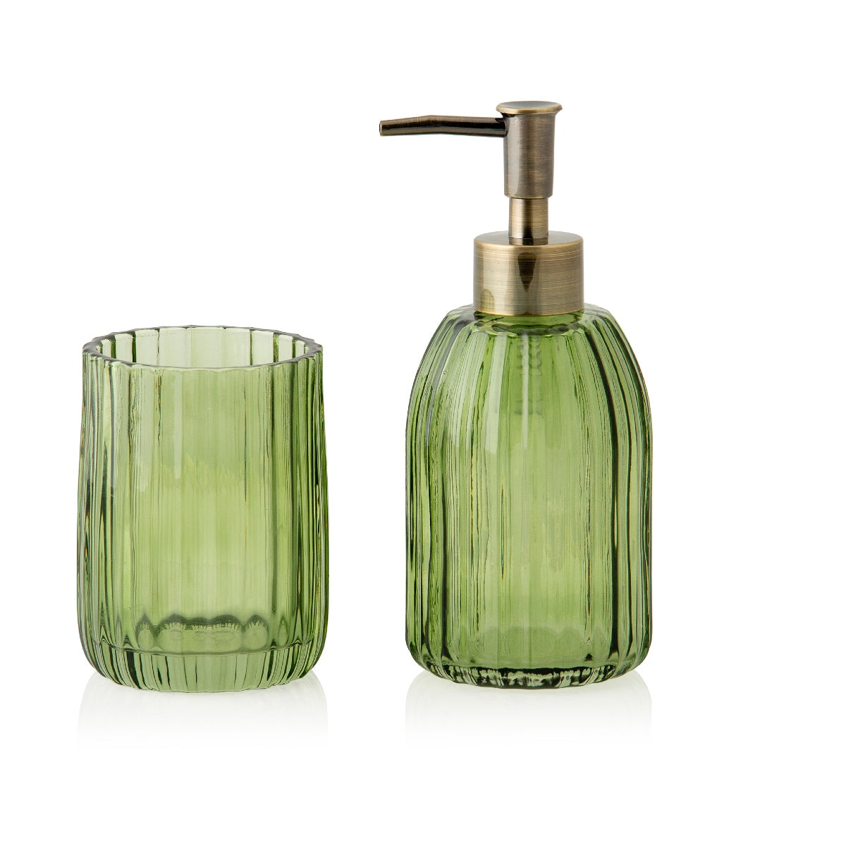 Portacepillos de baño verde de cristal estilo vintage