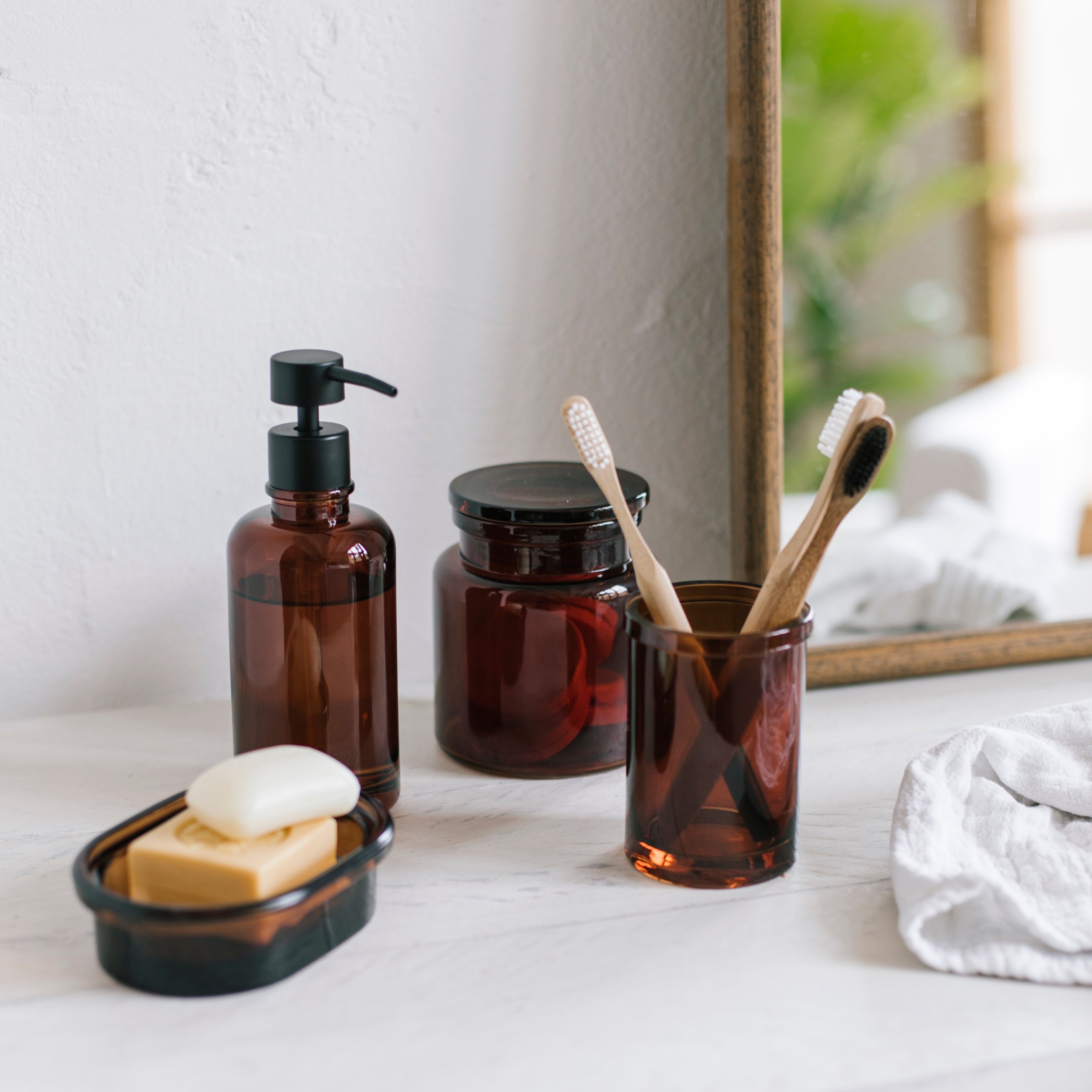 Jabonera de baño de cristal moderna marrón