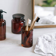 Portacepillos de baño de cristal moderno marrón
