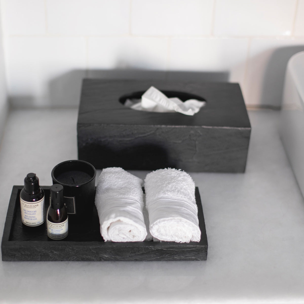 Black slate tissue box