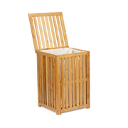 Beige bamboo laundry basket