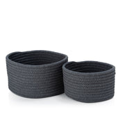 Set of 2 grey fabric bathroom baskets