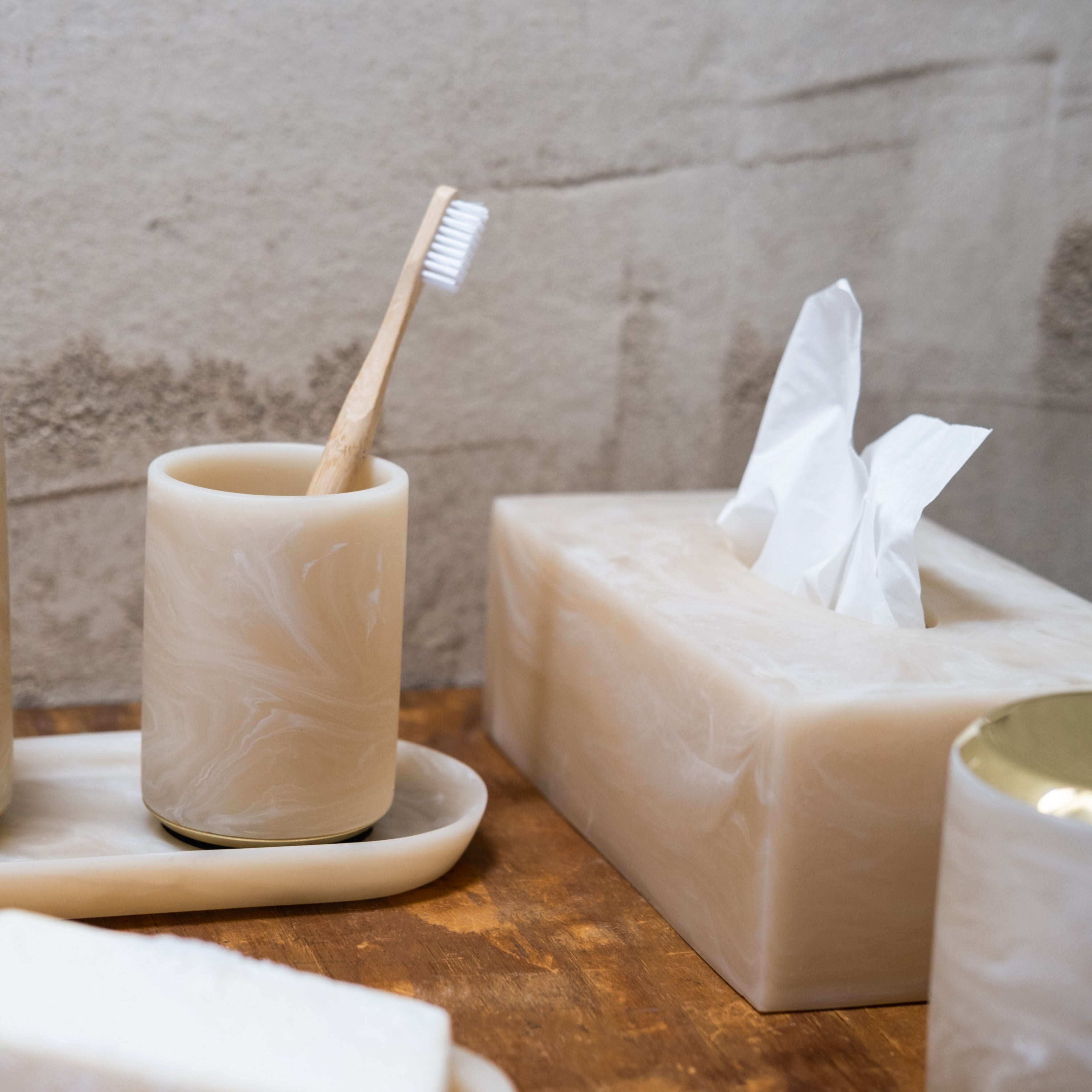 Portacepillos de baño de mármol clásico rosa