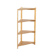 Nordic beige bamboo corner shelving unit