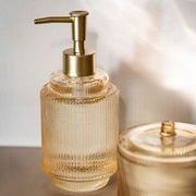 Dispensador de baño amarillo de cristal vintage