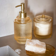 Dispensador de baño amarillo de cristal vintage