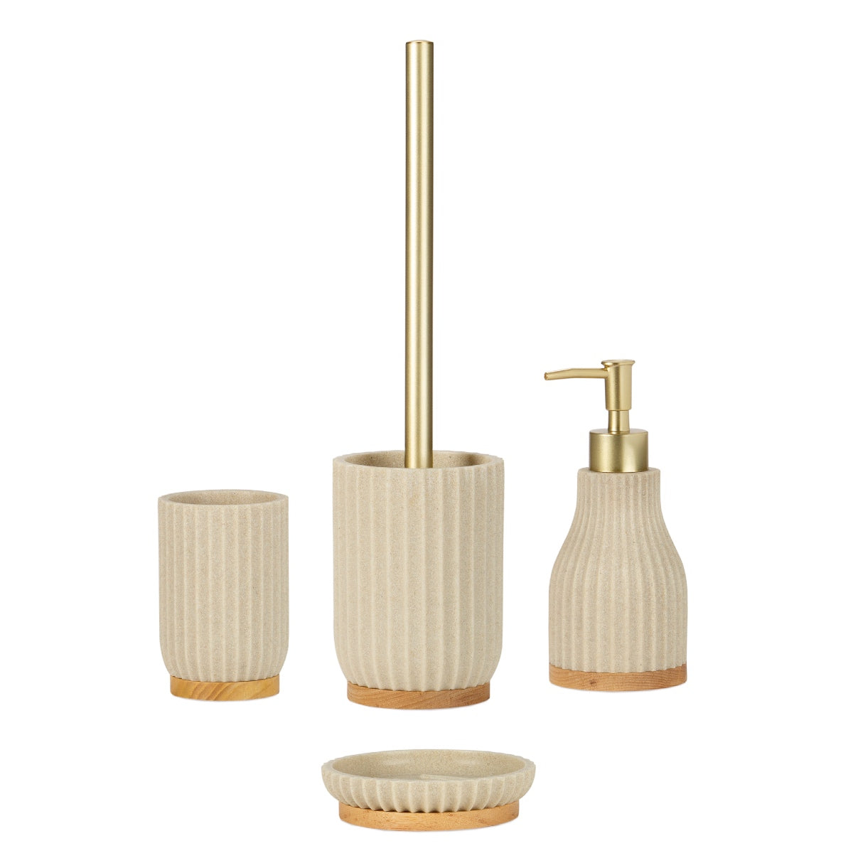 Dispensador de baño moderno de madera y resina beige