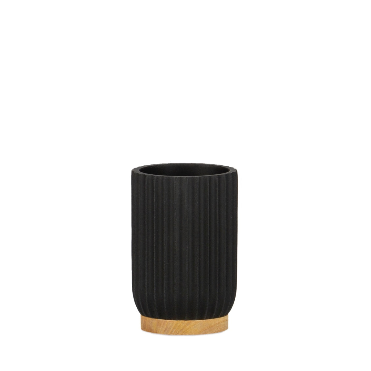 Portacepillos de baño moderno de madera y resina negra