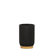 Portacepillos de baño moderno de madera y resina negra