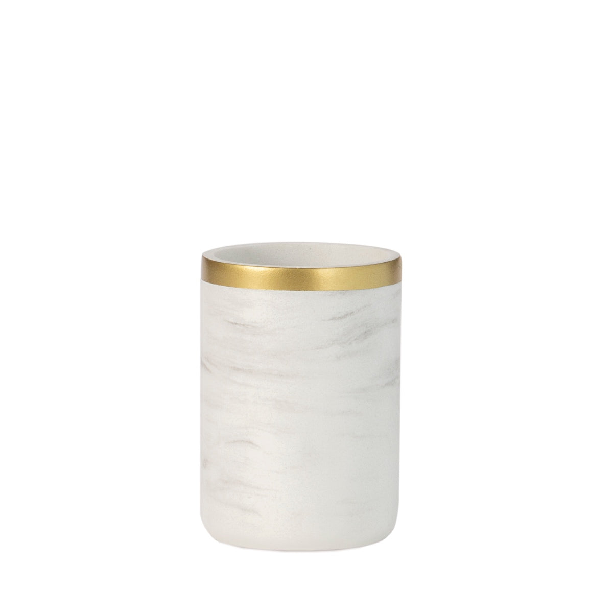 Portacepillos de baño blanco marmolizado clásico