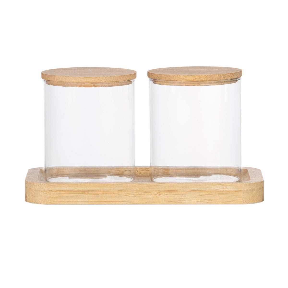 Botes de cristal y bambú para baño de estilo nórdico
