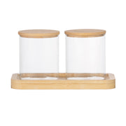 Botes de cristal y bambú para baño de estilo nórdico
