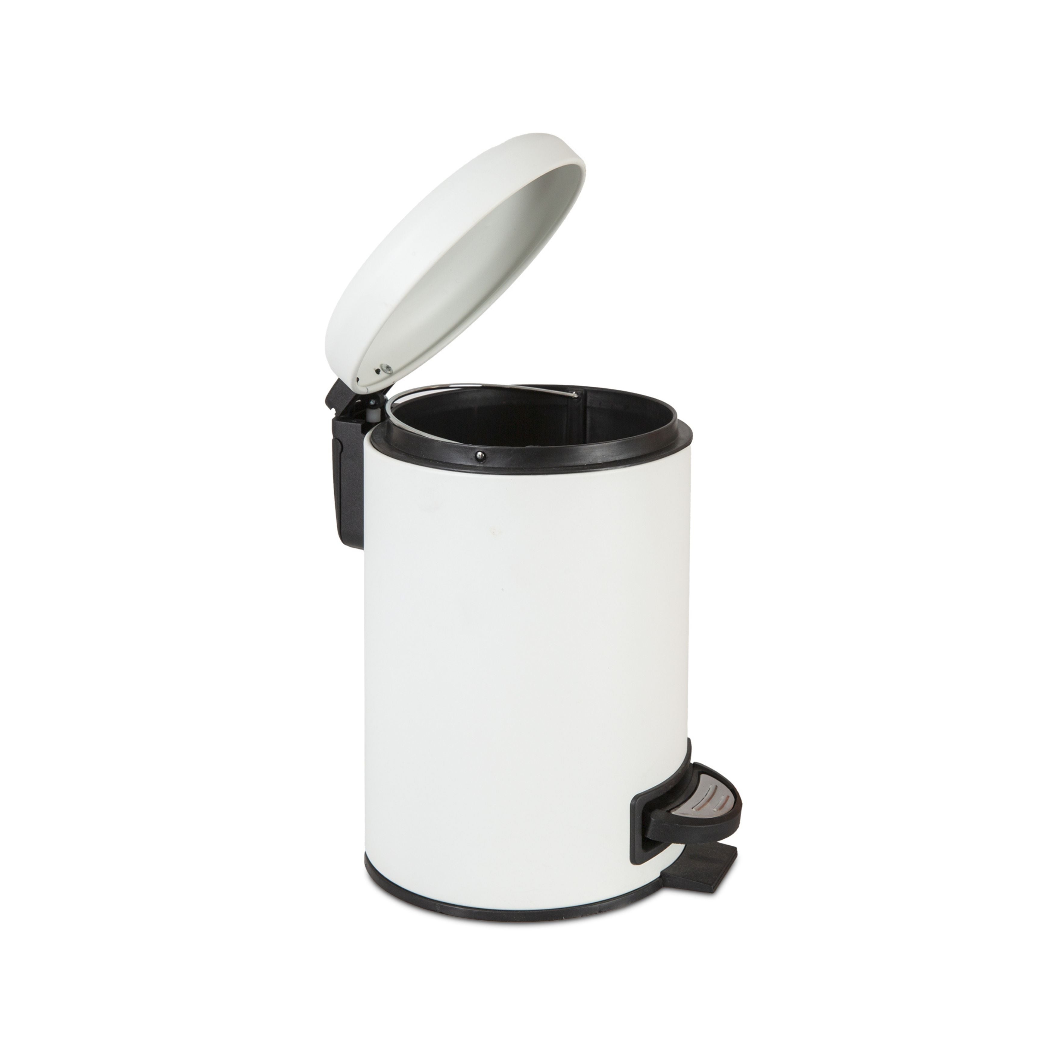White metal bathroom waste bin