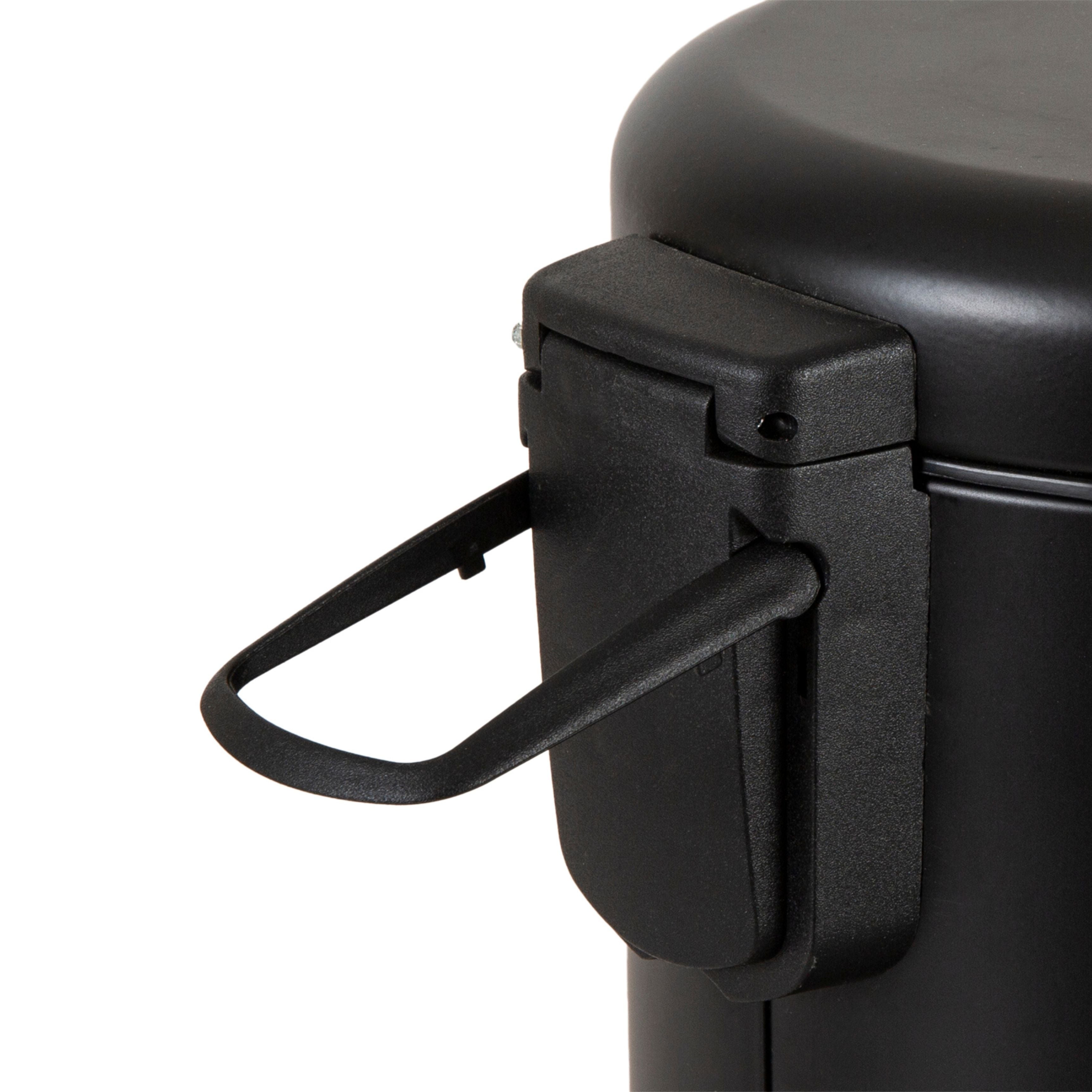 Modern black metal bathroom waste bin