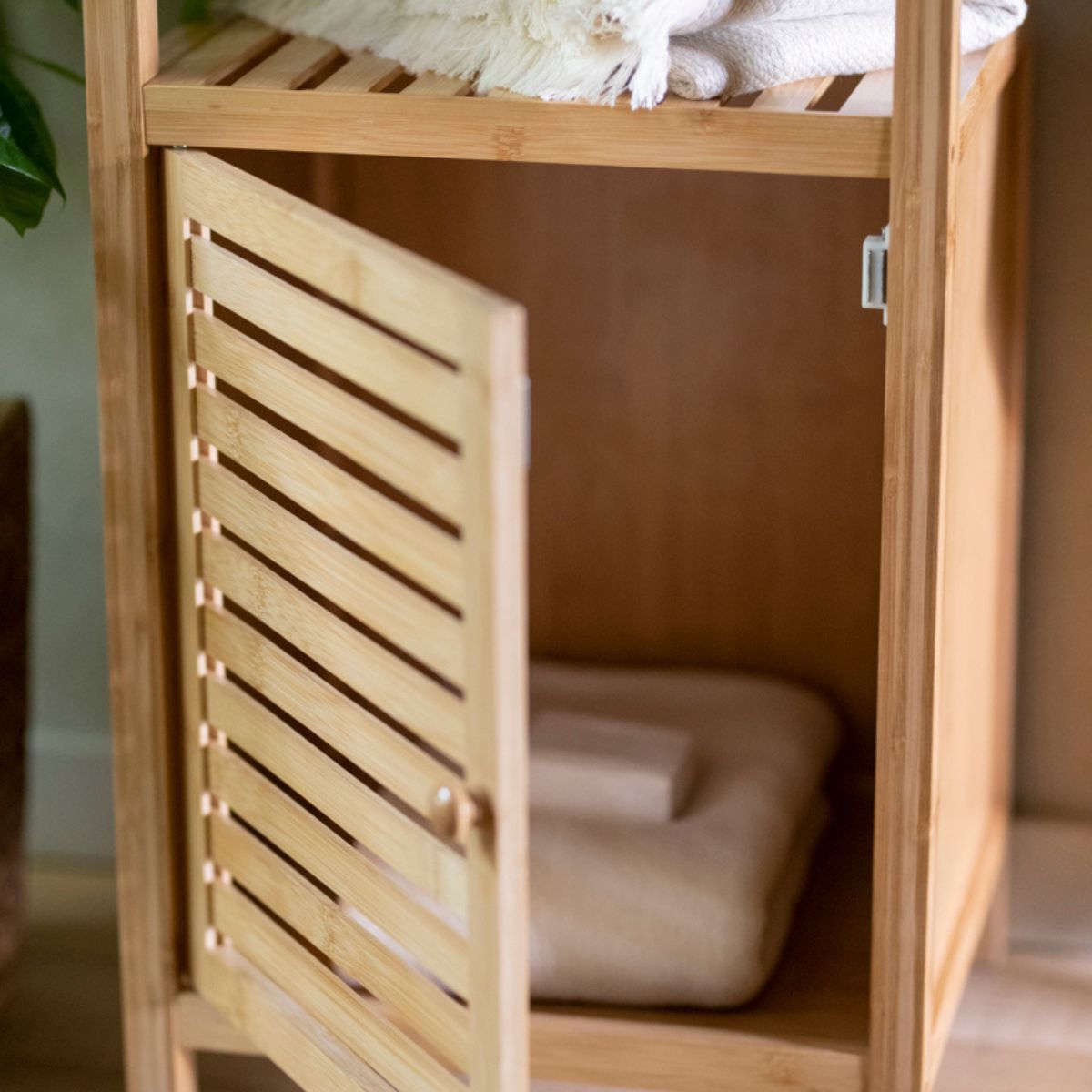 Armario de baño de bambú nórdico 140 cm