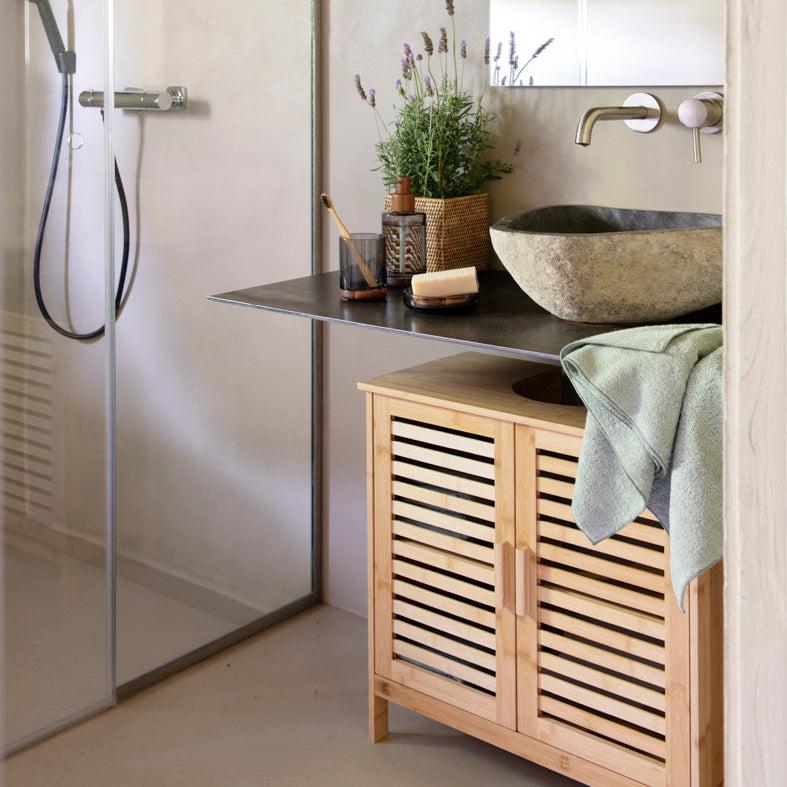 Nordic bamboo vanity cabinet