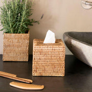 Square rattan tissue box