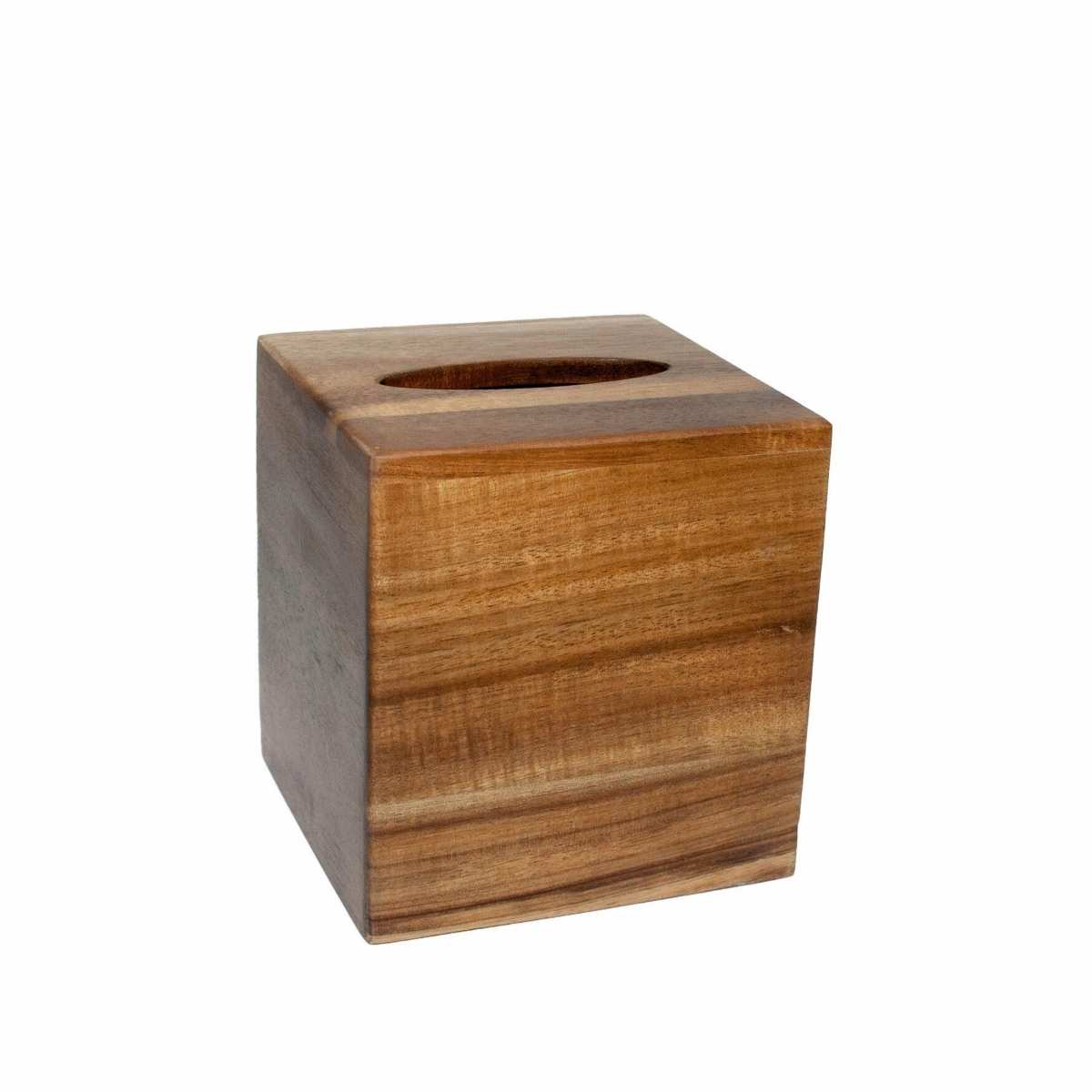 Caja de pañuelos cuadrada de madera de acacia