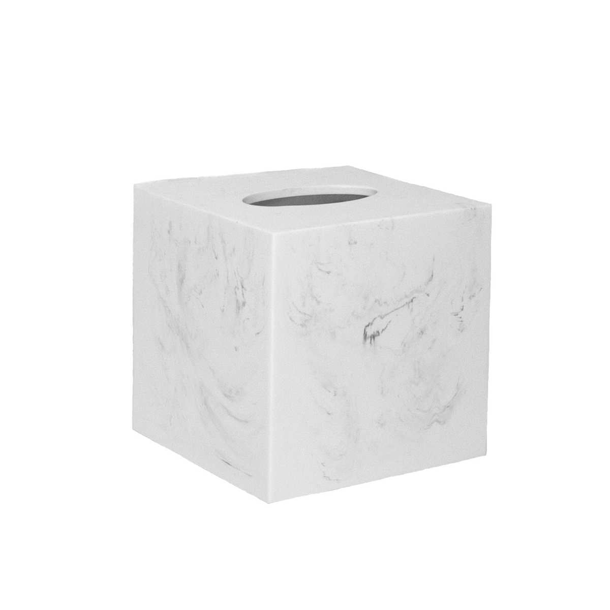 Portapañuelos cuadrado de poliresina blanco