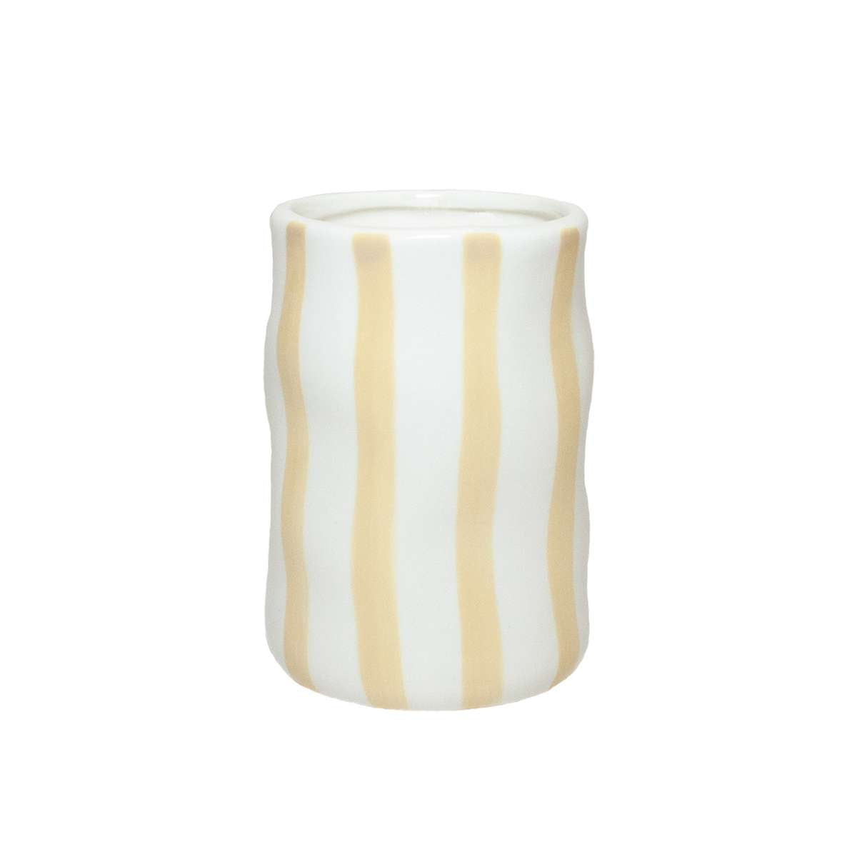 Portacepillos de cerámica blanco y beige Bari