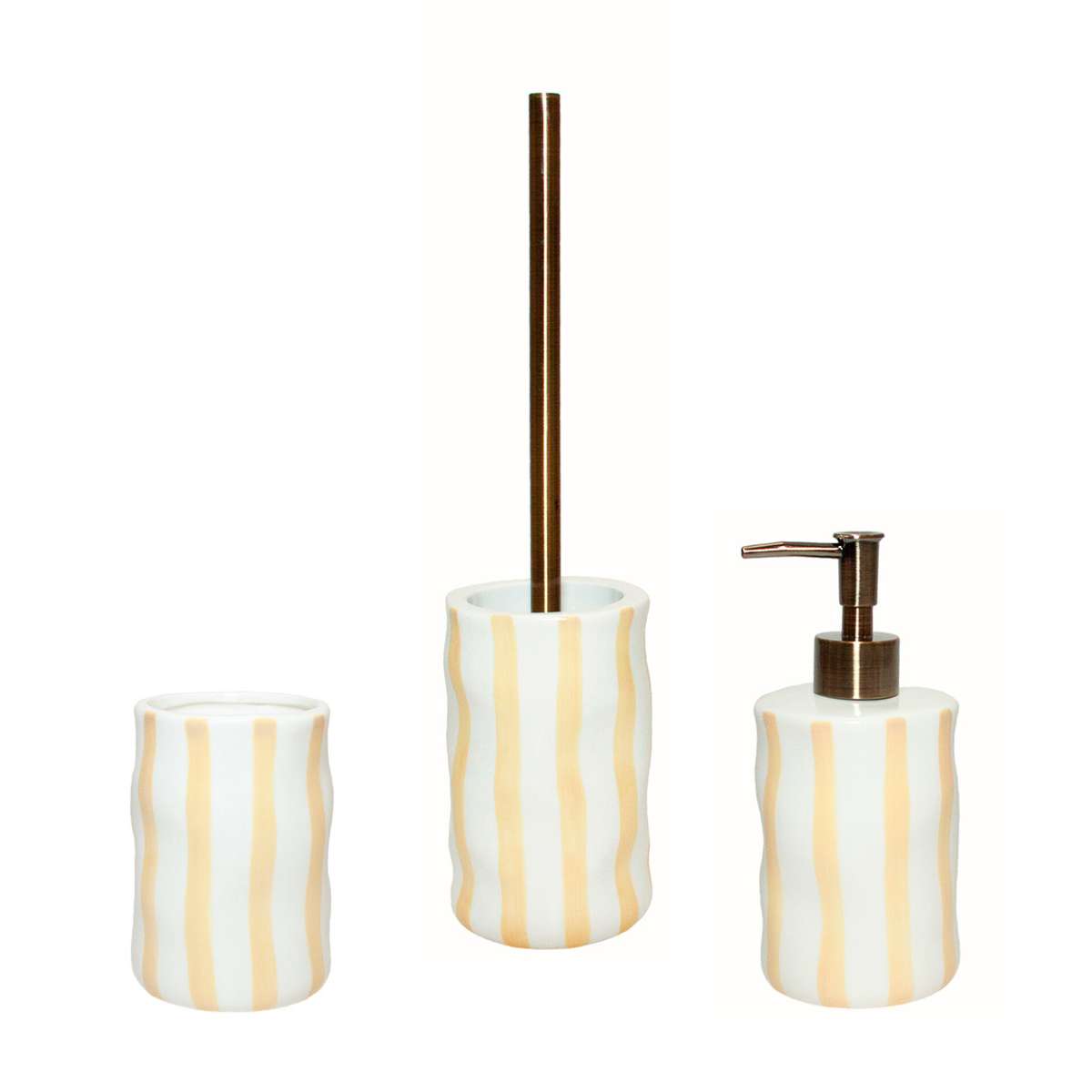 Conjunto de baño de rallas de cerámica beige