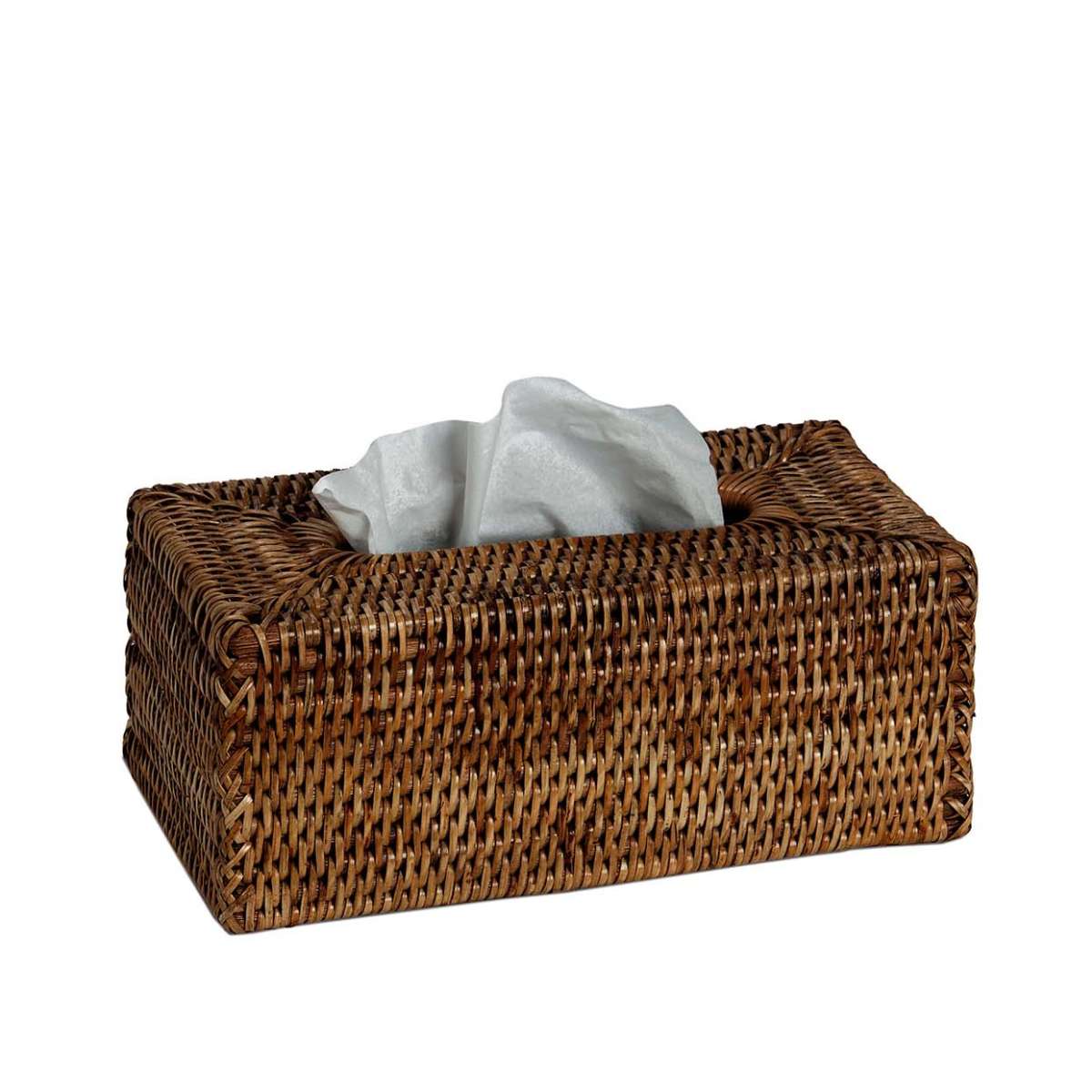 Portapañuelos rectangular marrón para baño moderno