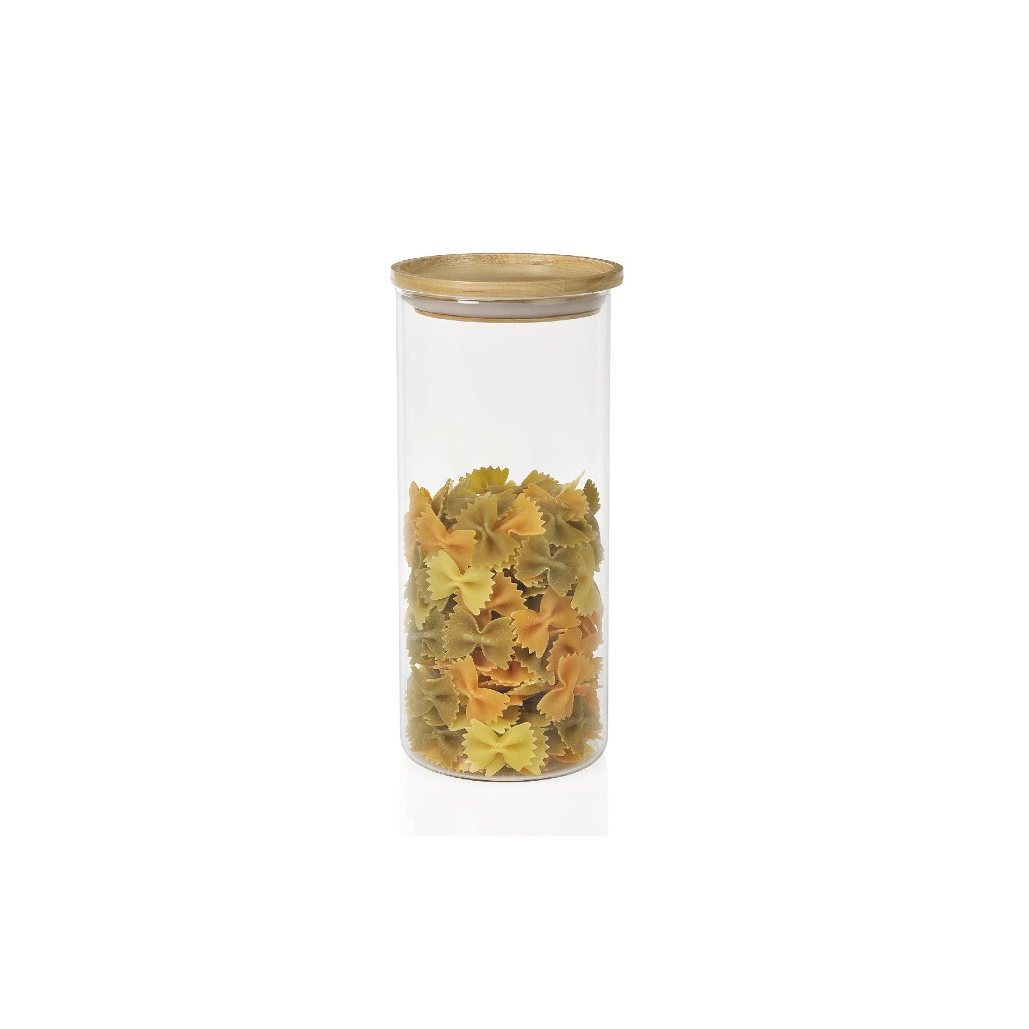 Clear glass pasta jar