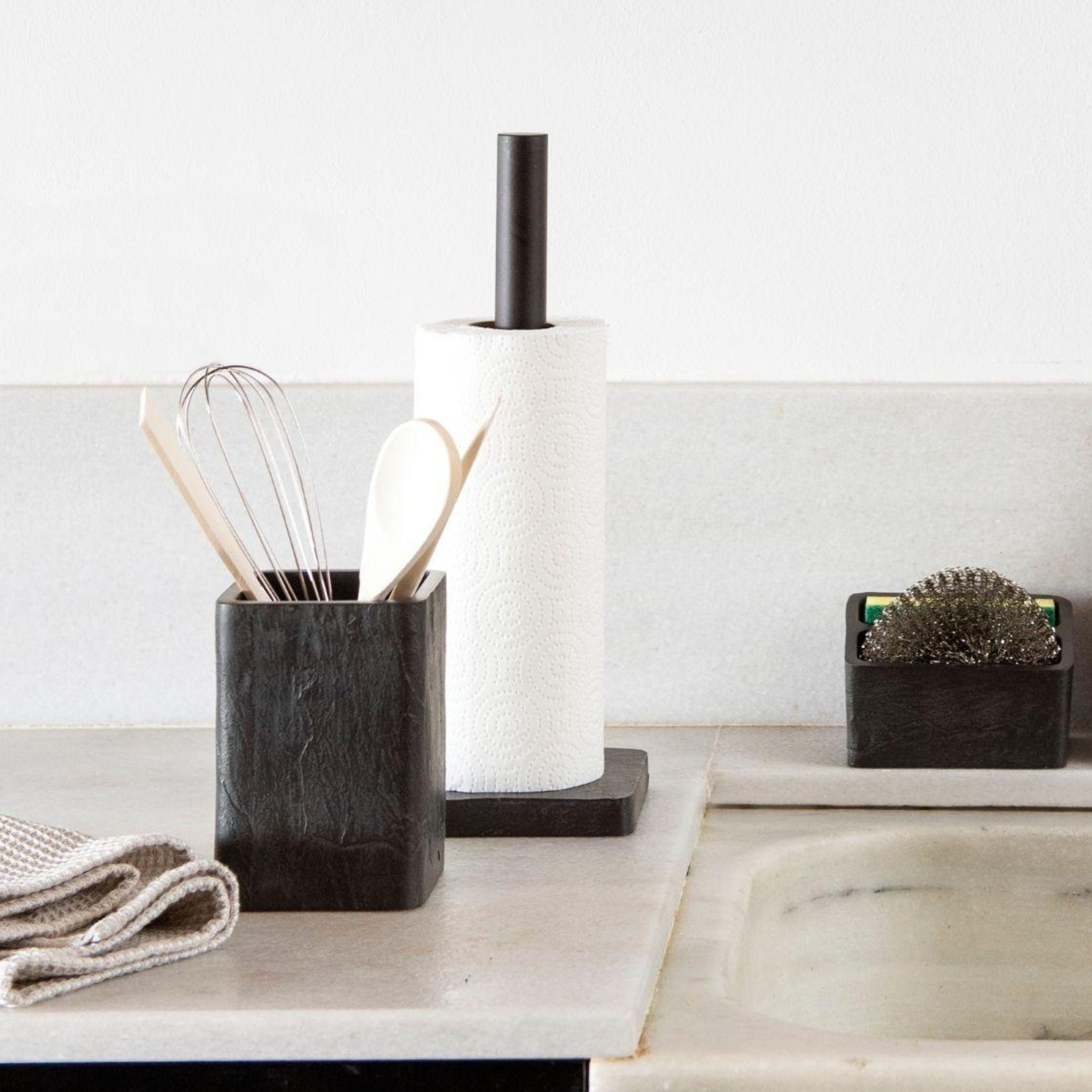 Black slate kitchen roll holder