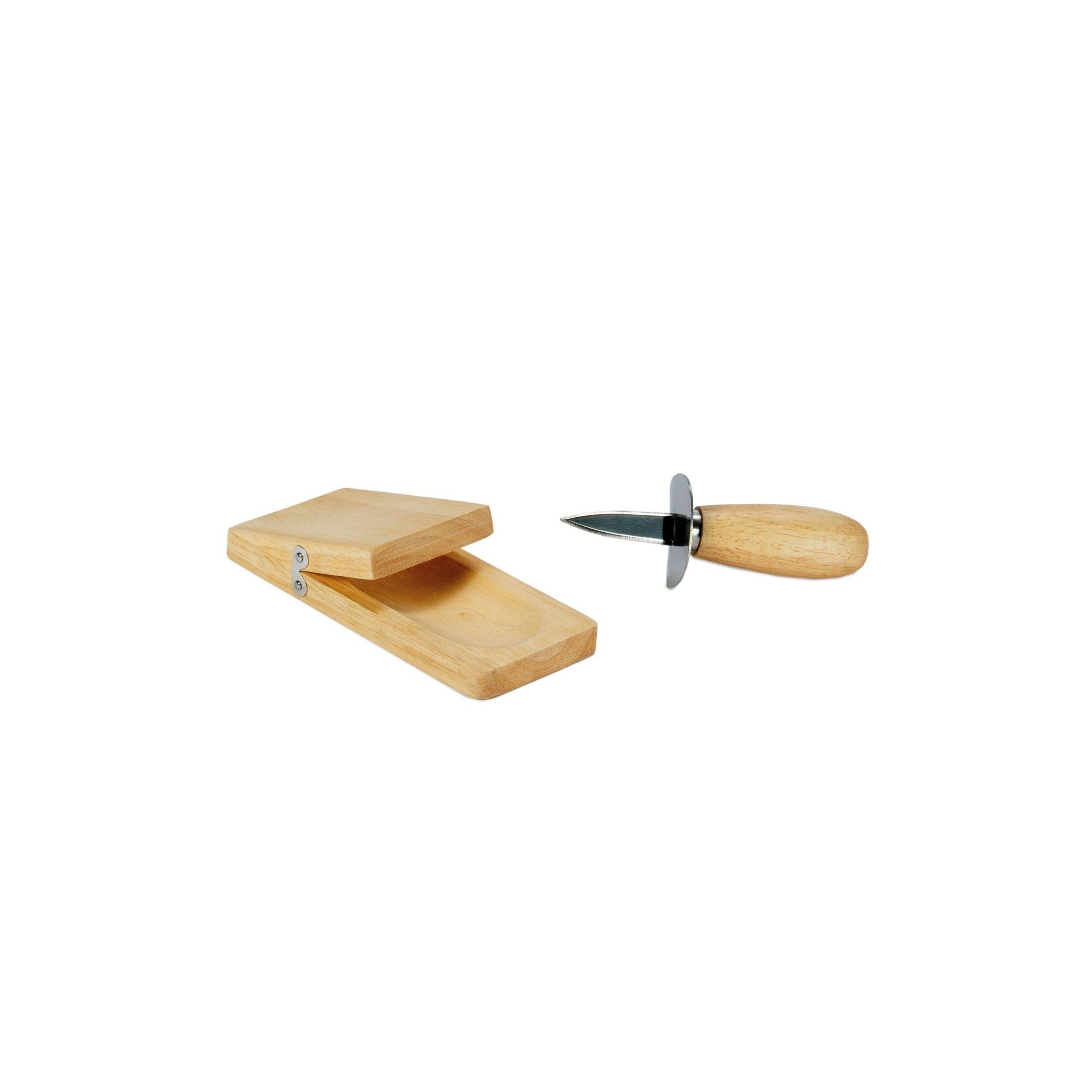 Abridor para ostras con soporte de bambú beige