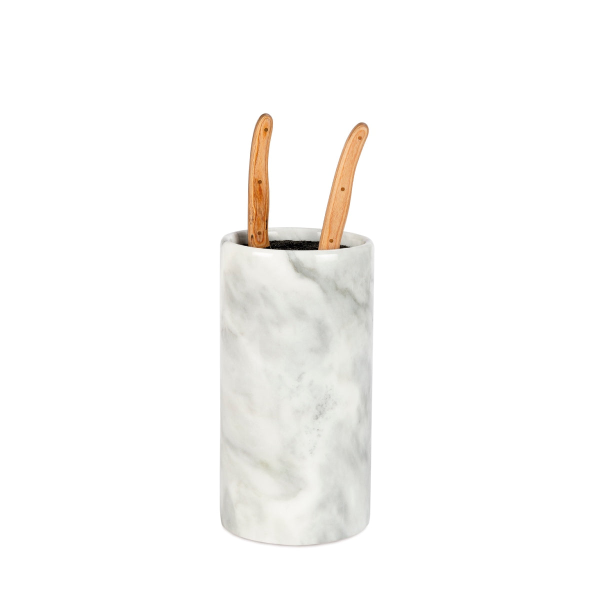 Soporte de utensilios de cocina de mármol blanco