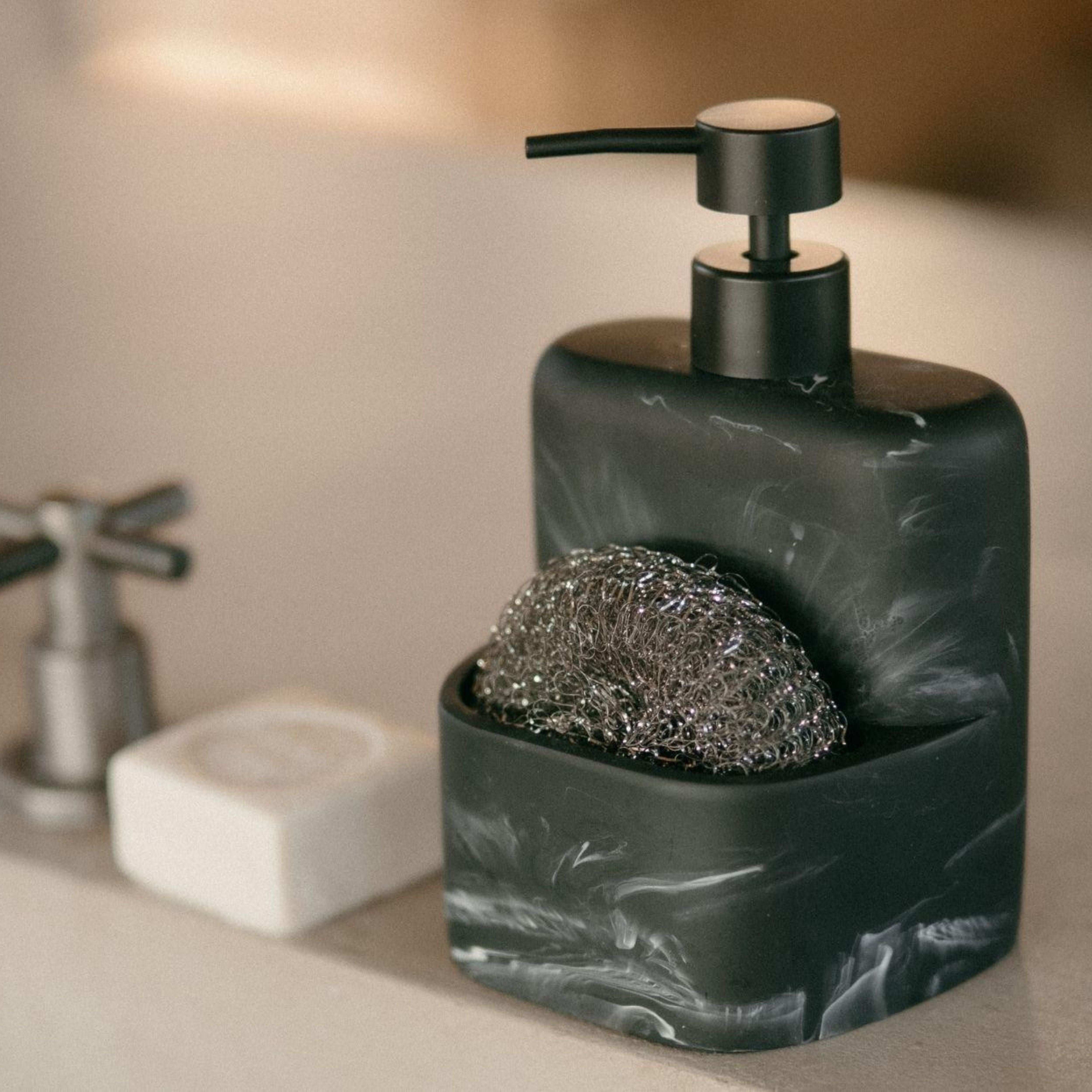 Black marble resin kitchen dispenser