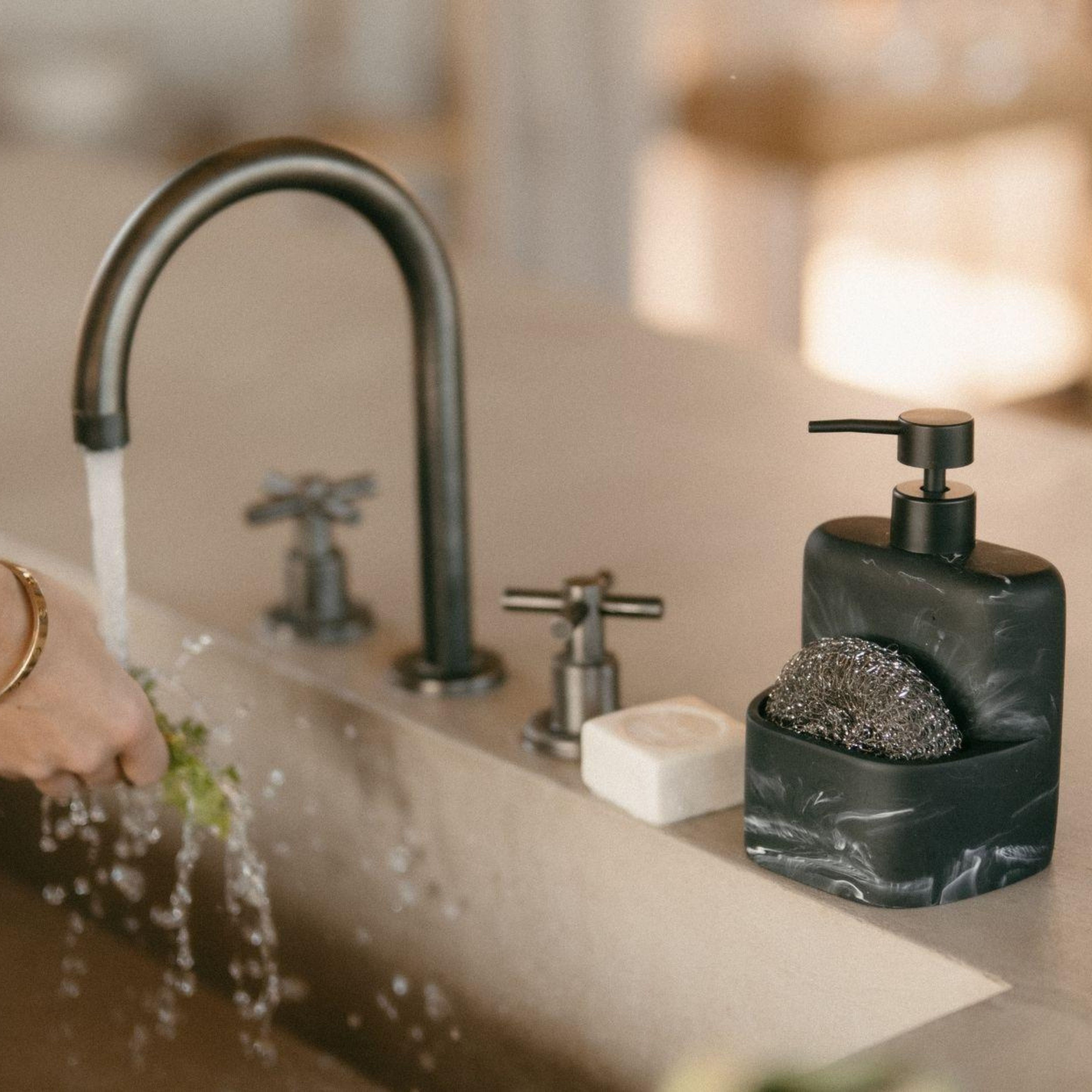 Black marble resin kitchen dispenser