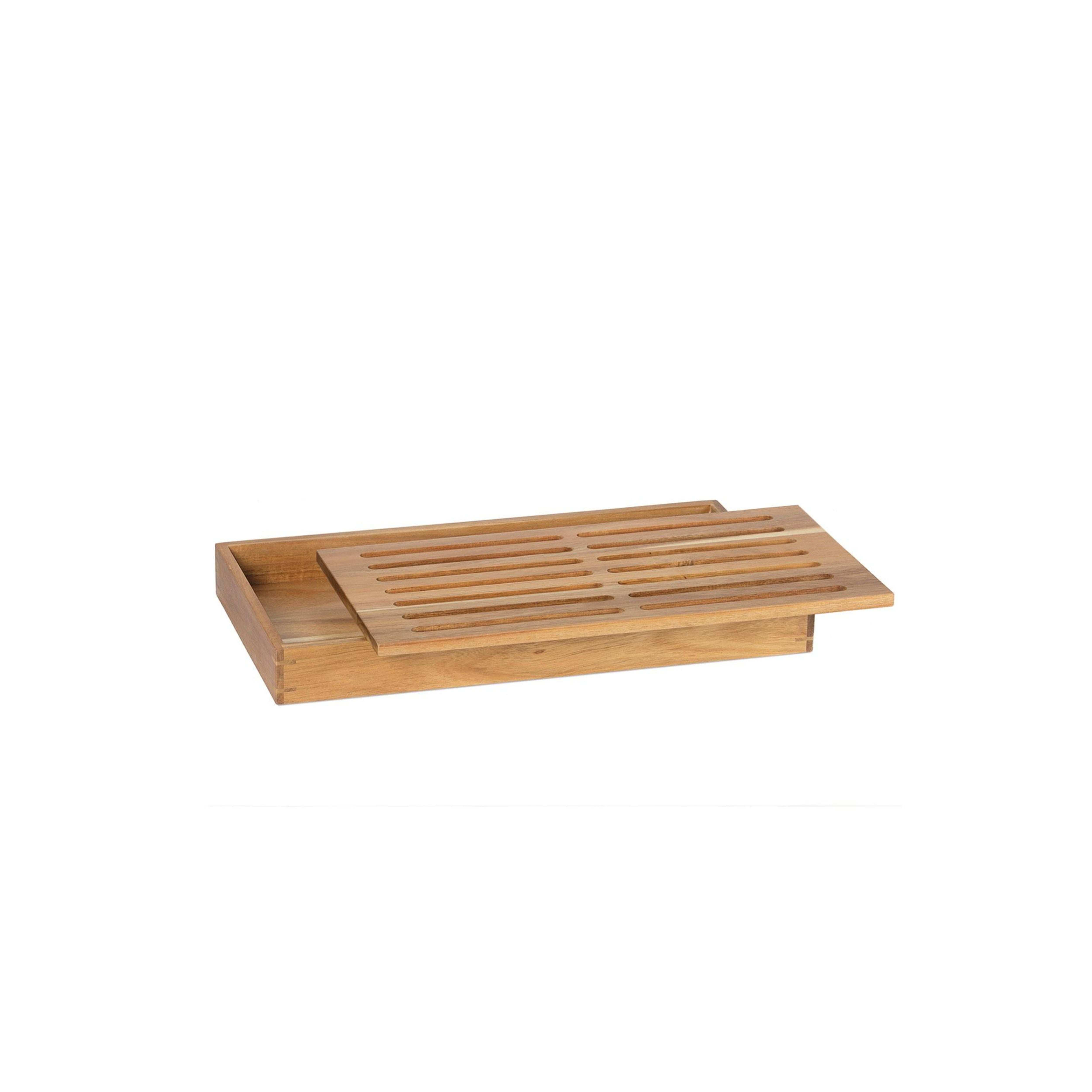Tabla para cortar pan de madera de acacia con cuchillo