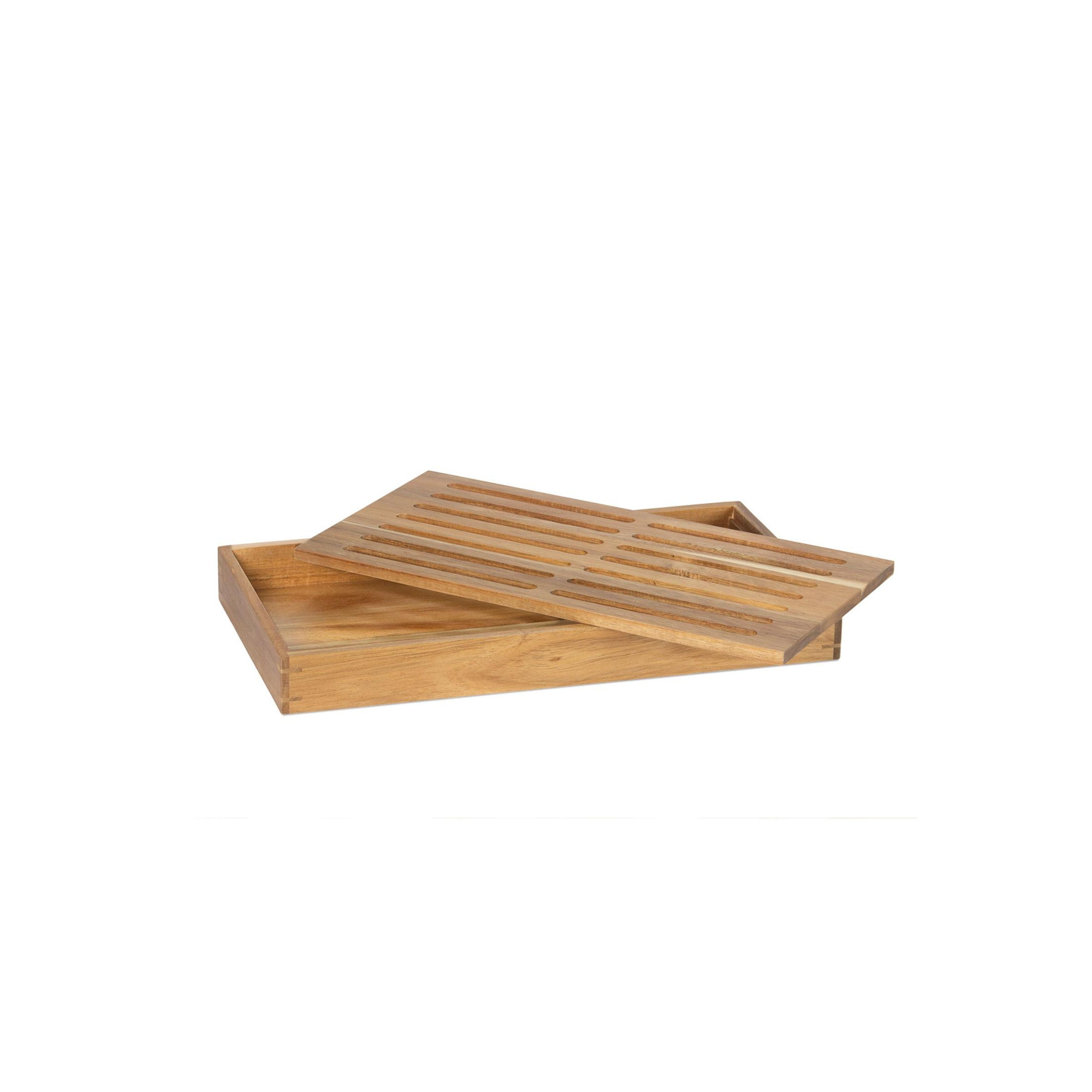 Tabla para cortar pan de madera de acacia con cuchillo