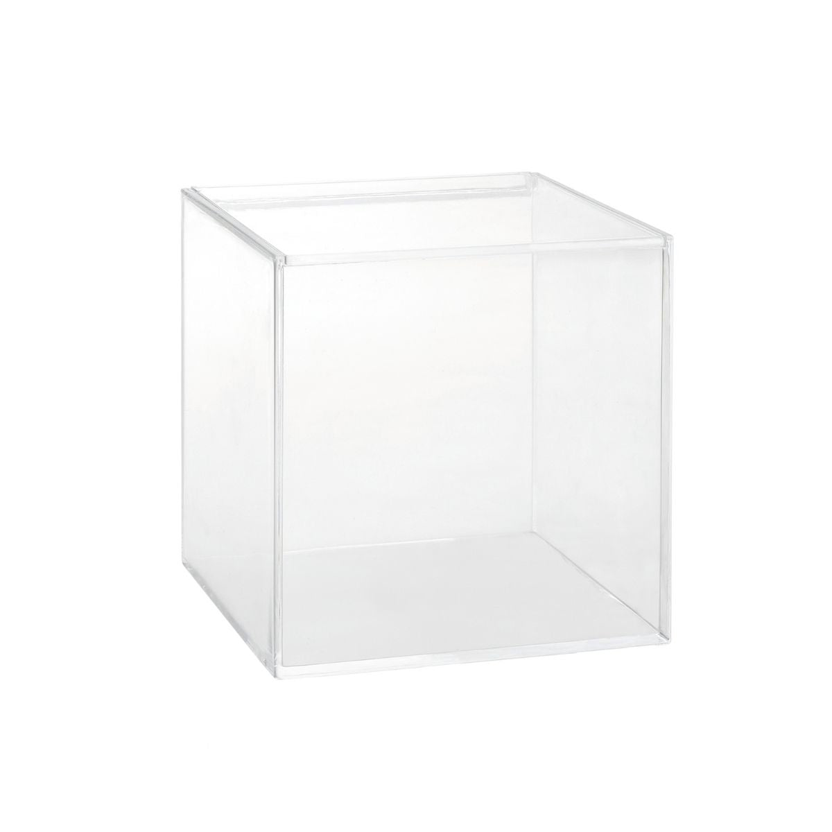 Caja organizadora transparente para cápsulas de café vacía.