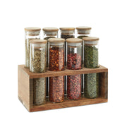 Especiero de cristal y madera natural acacia