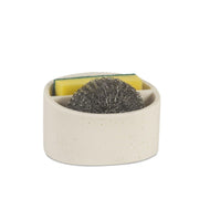 Soporte oval para estropajo y esponja efecto piedra crema polirresina, Andrea House