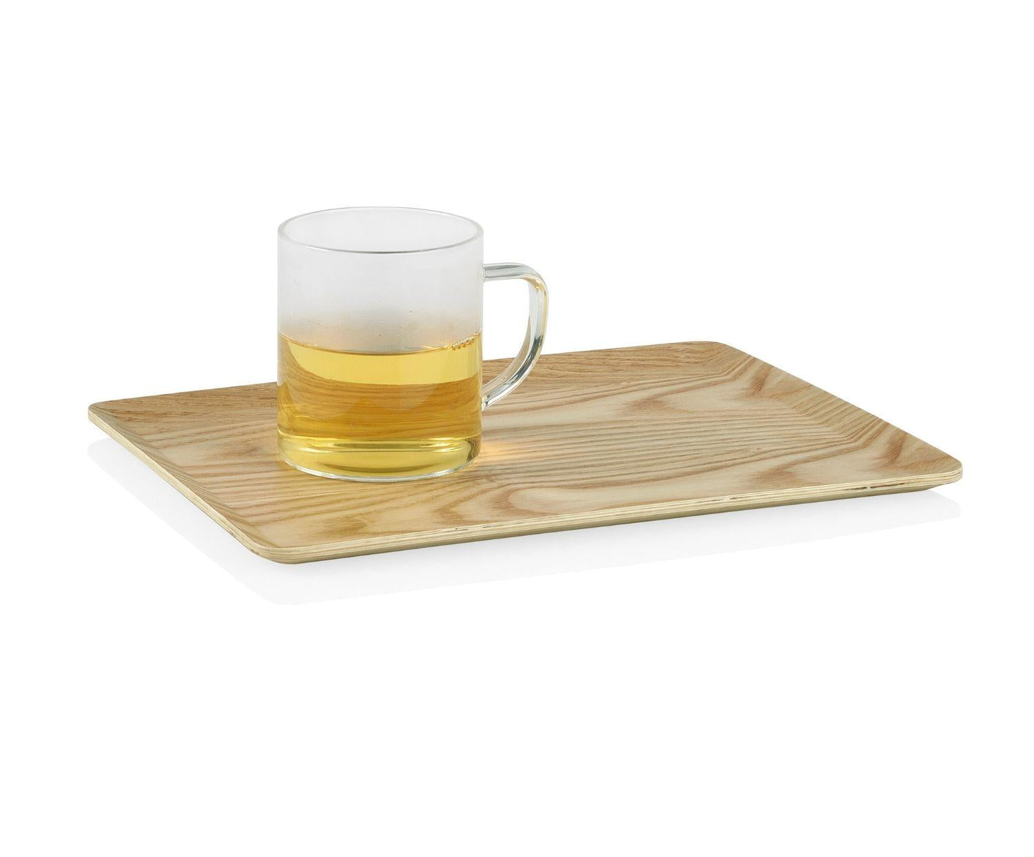 Bandeja rectangular de madera beige 27 cm