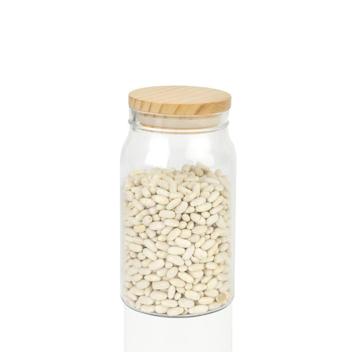1L glass jar with wooden lid