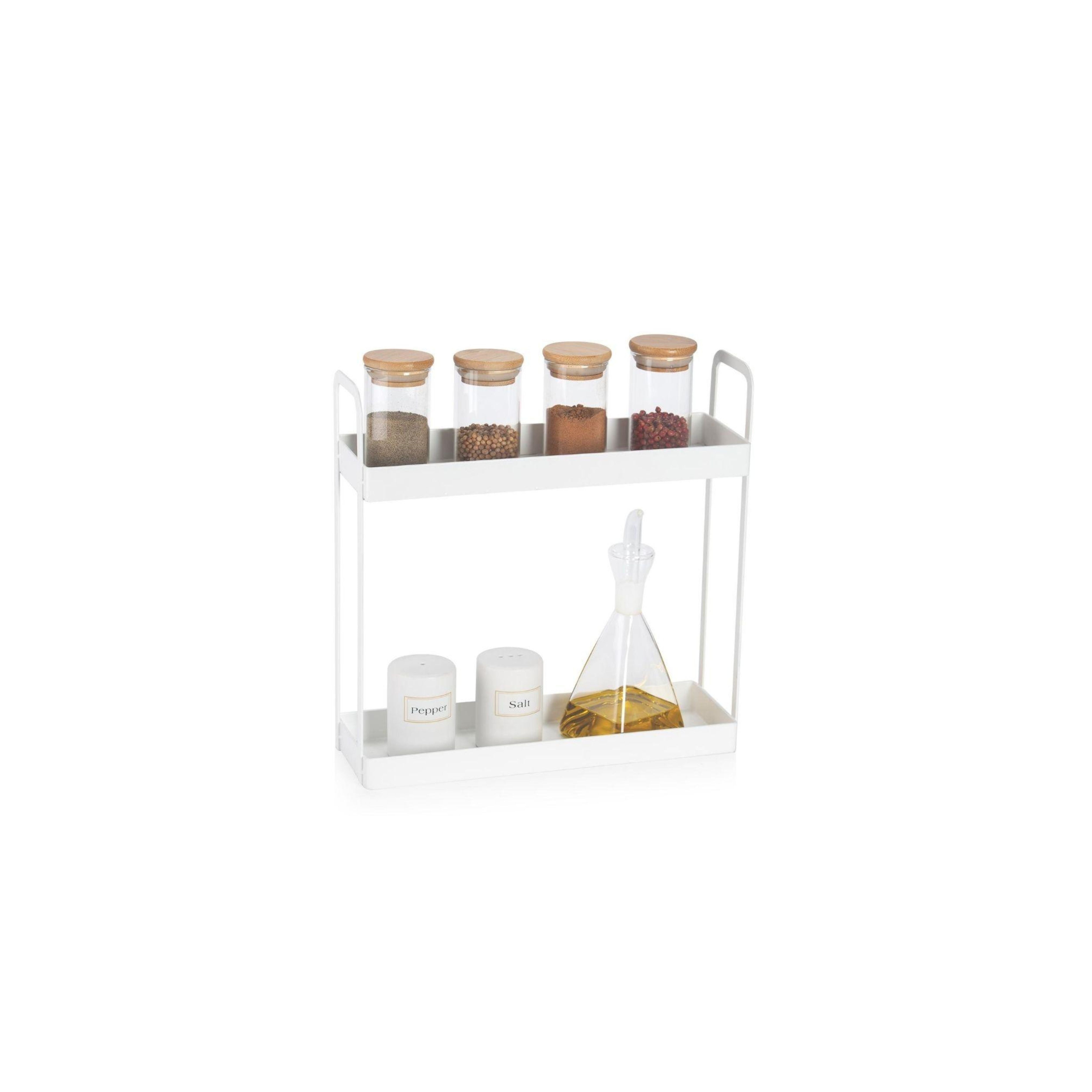 White metal spice rack organizer
