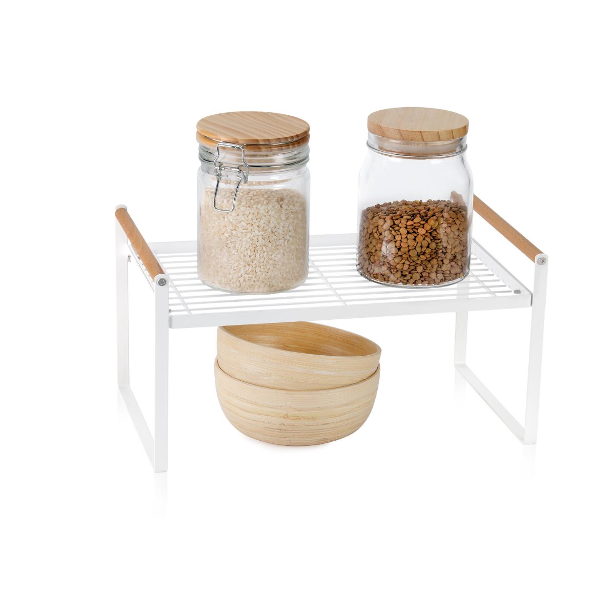 Organizador de cocina de metal blanco