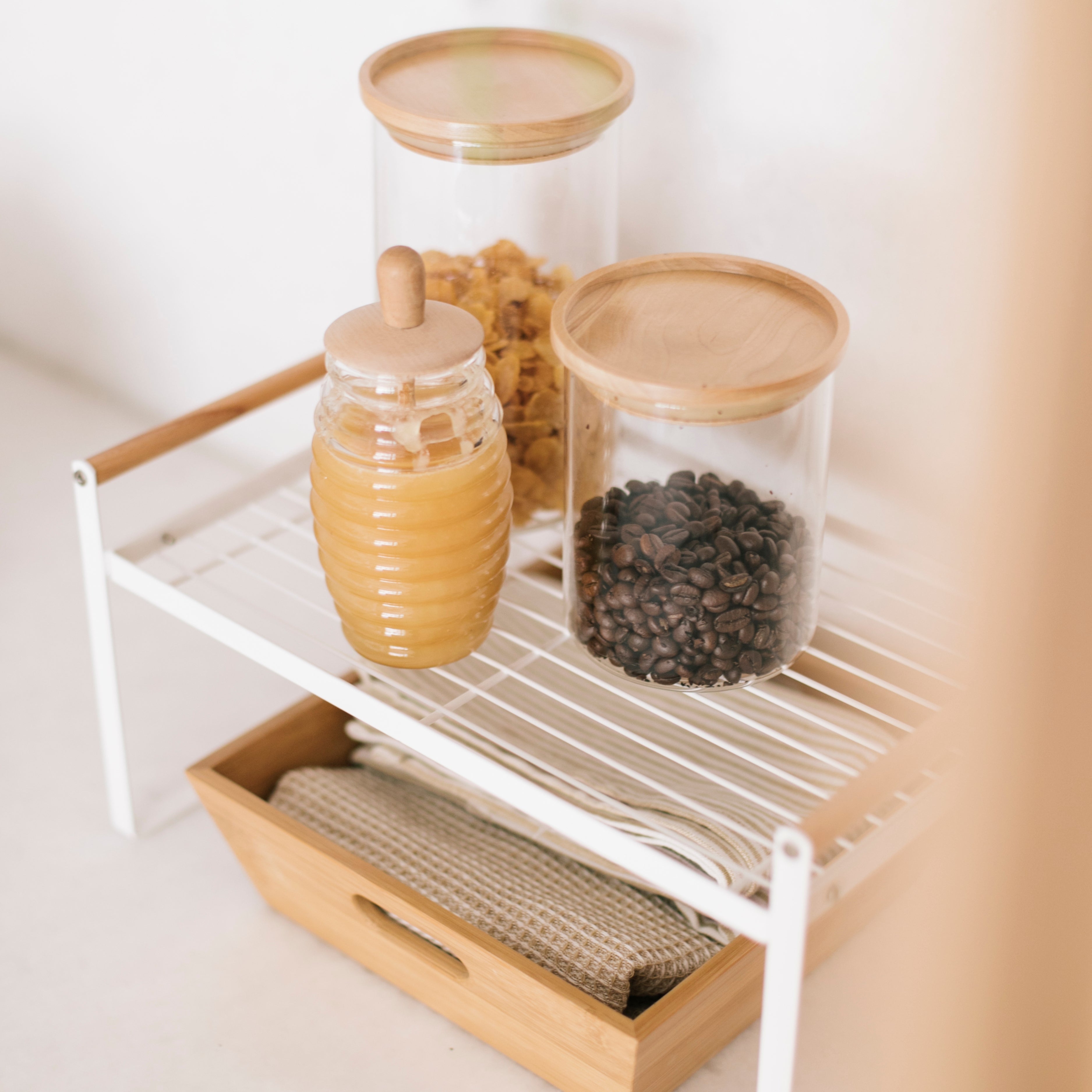 Organizador de cocina de metal blanco