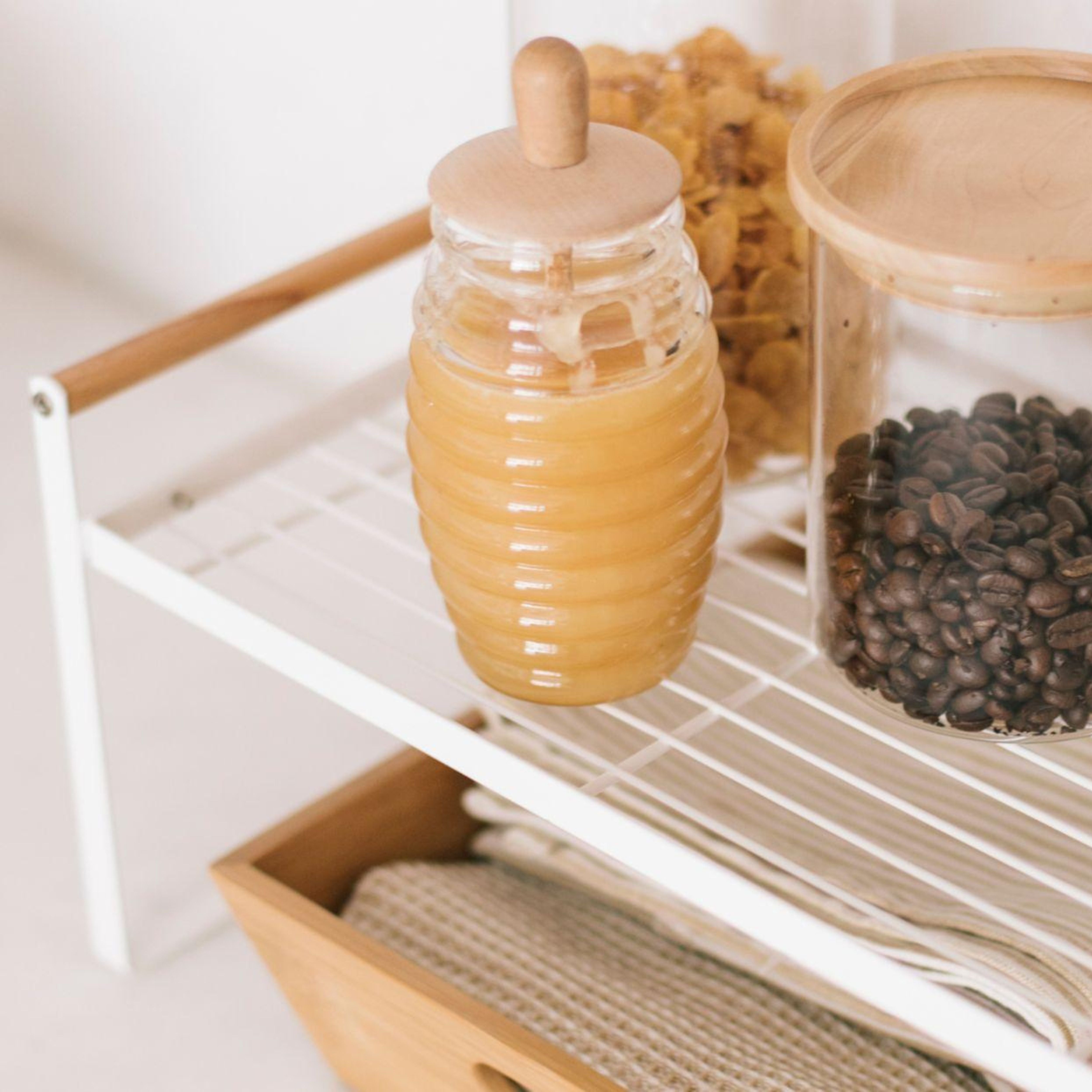 White metal kitchen organizer