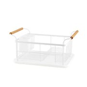White metal kitchen dish drainer
