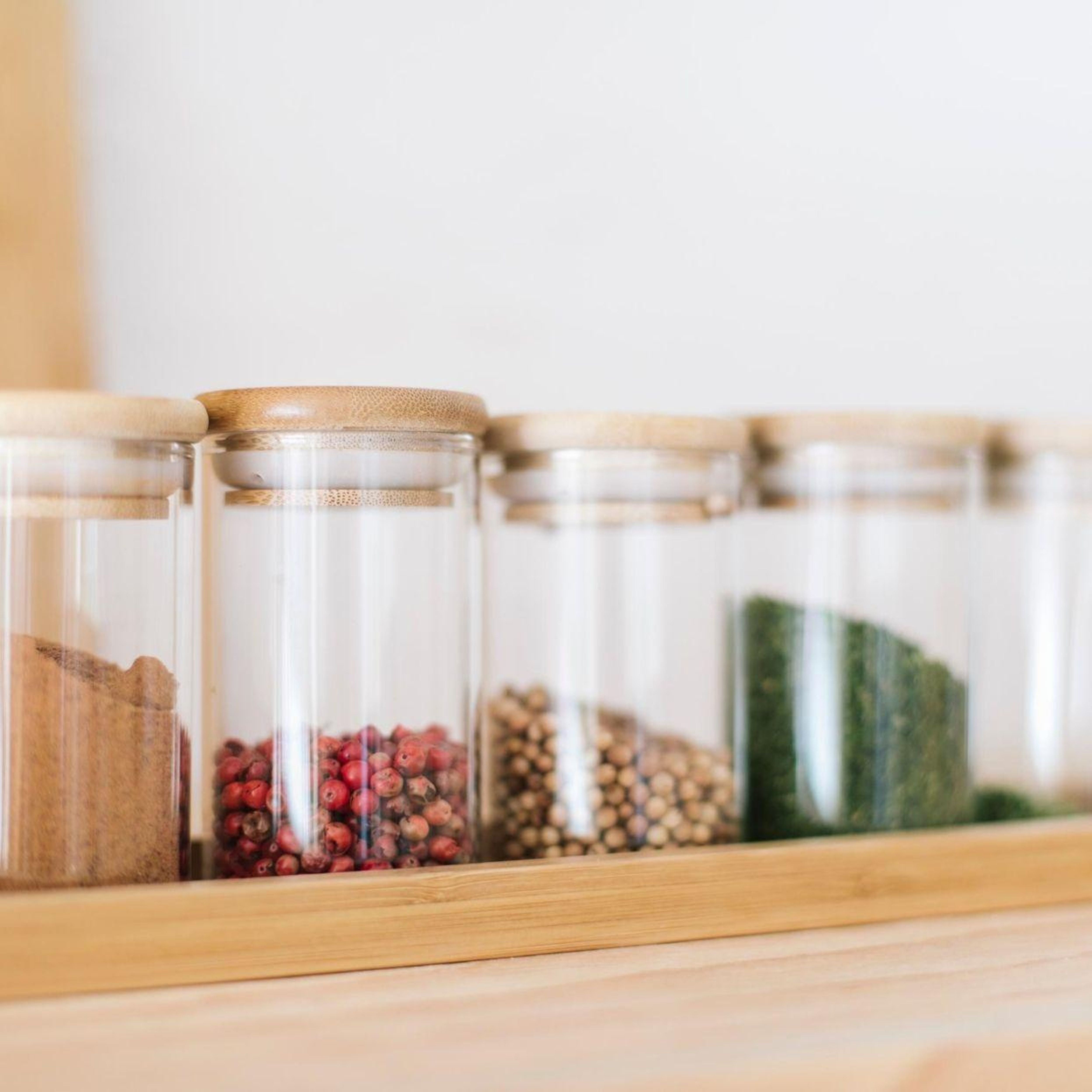 Bamboo kitchen spice rack