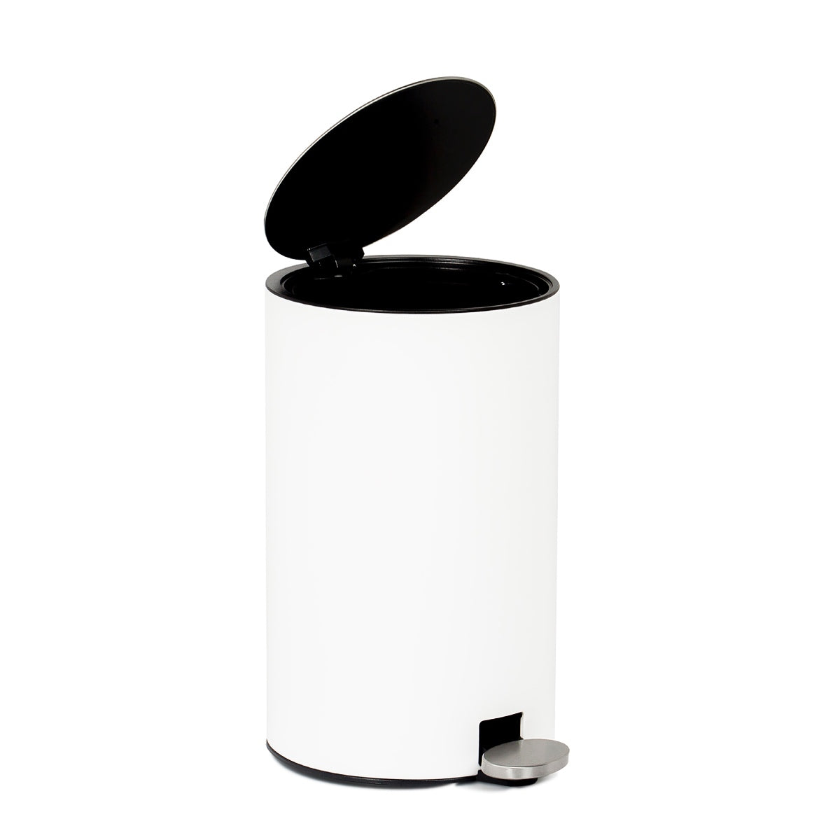 Cubo de basura de cocina blanco de metal